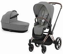 Cybex Коляска 2 в 1 Priam IV Rosegold / цвет Mirage Grey (серый), рама розовое золото					