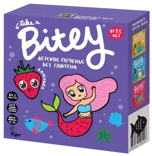 Bitey Печенье с безглютеновое с клубникой, 125 г